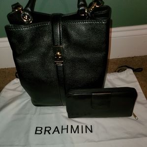 New Brahmin Amelia Black Newbury Handbag NWOT